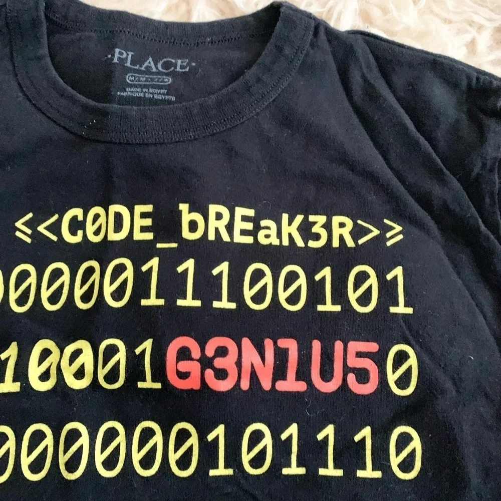 Children’s Place | Long Sleeve Top Black Shirt Coding Yellow Genius Red